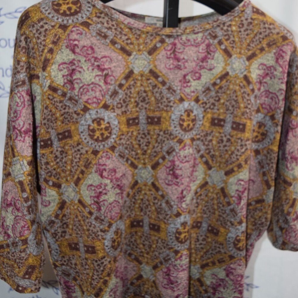 Ultra Teeze Thin Sweater, Abstract Geo Print, Size 2X
